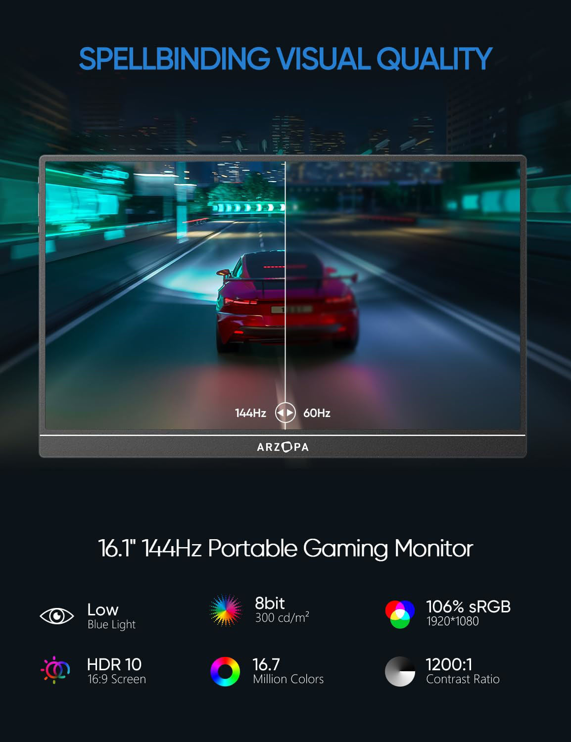 15.6'' FHD 1080P Portable Monitor with Kickstand,60Hz Ultra-Slim Portable Laptop Monitor with Speaker- IPS Eye Care Display for PC, MacBook, Mobile, Xbox, PS5 - USB C & HDMI Connectivity