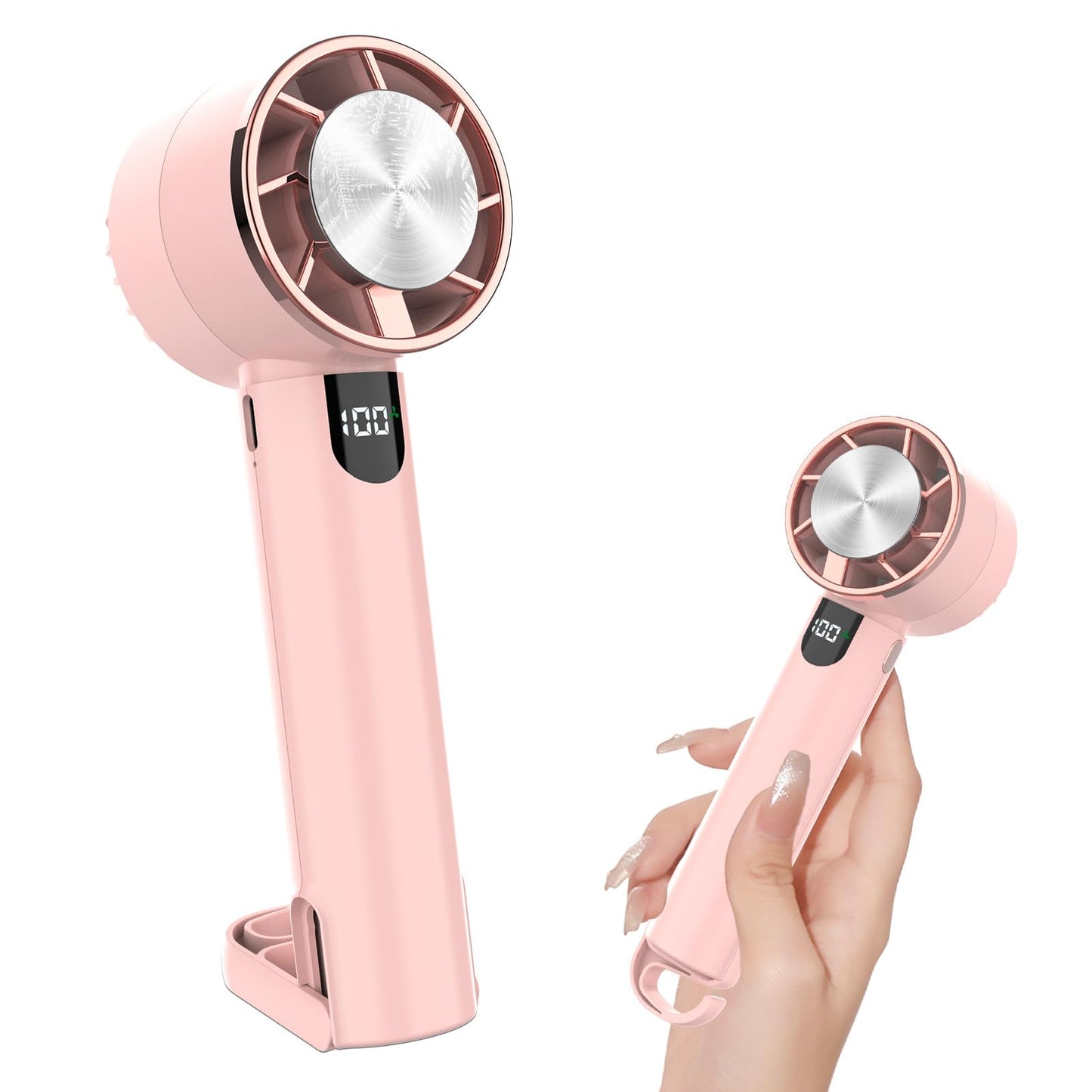 Portable Cold Compress Handheld Fan with Ice Pack Cooling, Rechargeable Mini Fan 4000mAh with LED Display, for Travel, Office, and Outdoor
