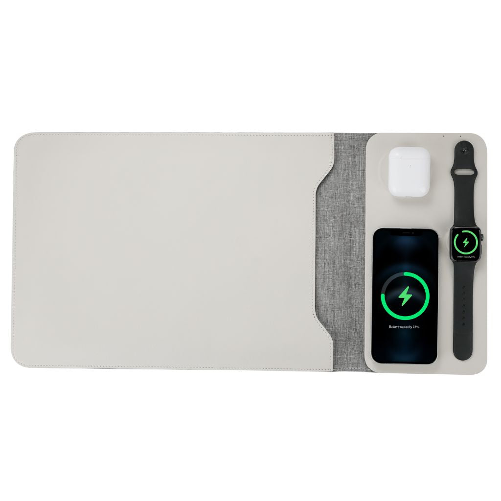 4 in 1 Laptop Sleeve with Wireless Charging Power Sleeve Pro, Slim-Flexible Case, Mousepad, Surface Mat. , Charge 2 Devices at Once USB-C Port, Compatible with MacBook