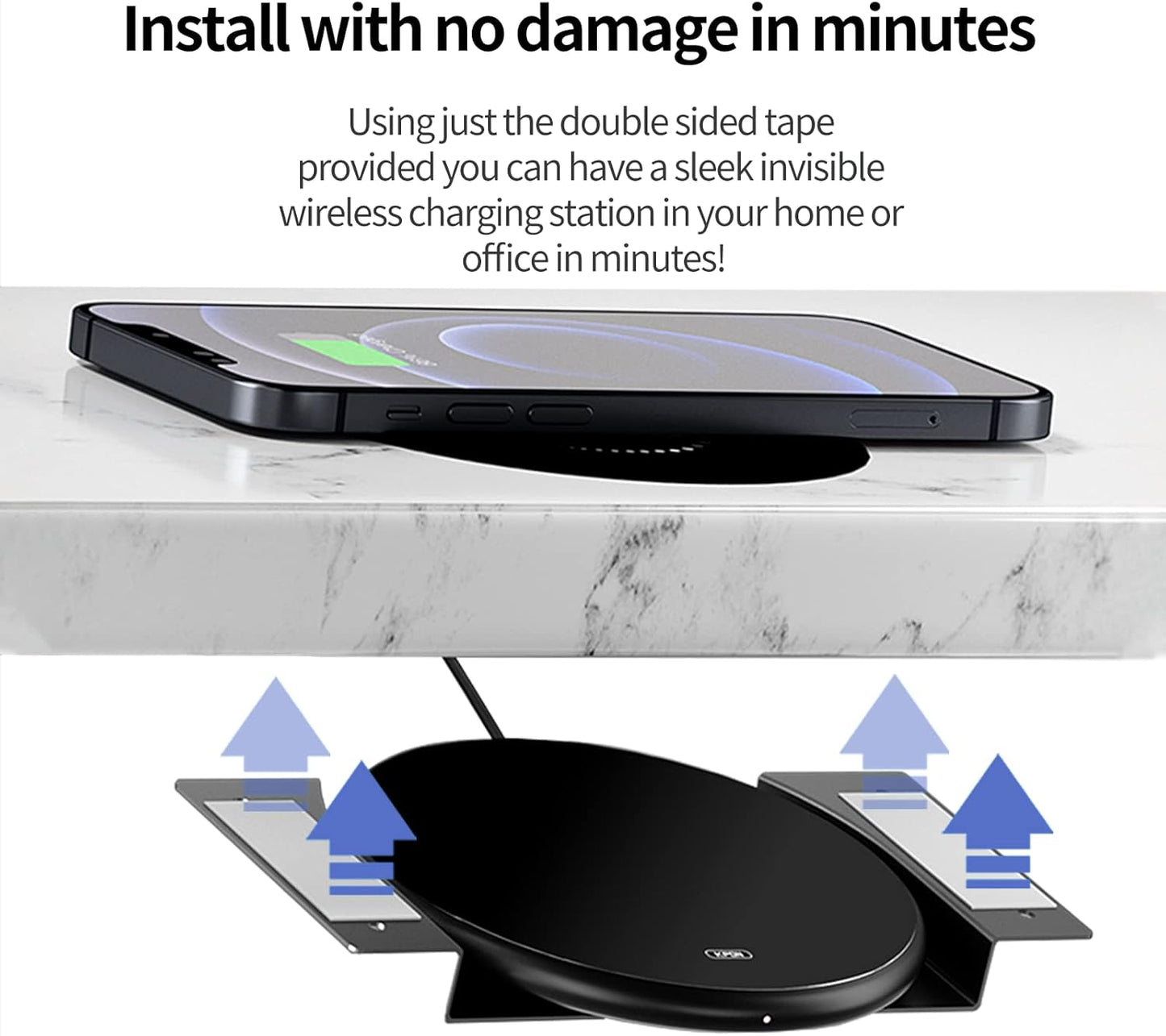 Invisible Wireless Phone Charger, Long Range Wireless QI Charger, Furniture Hidden Under Desk Wireless Charging Station For iPhone