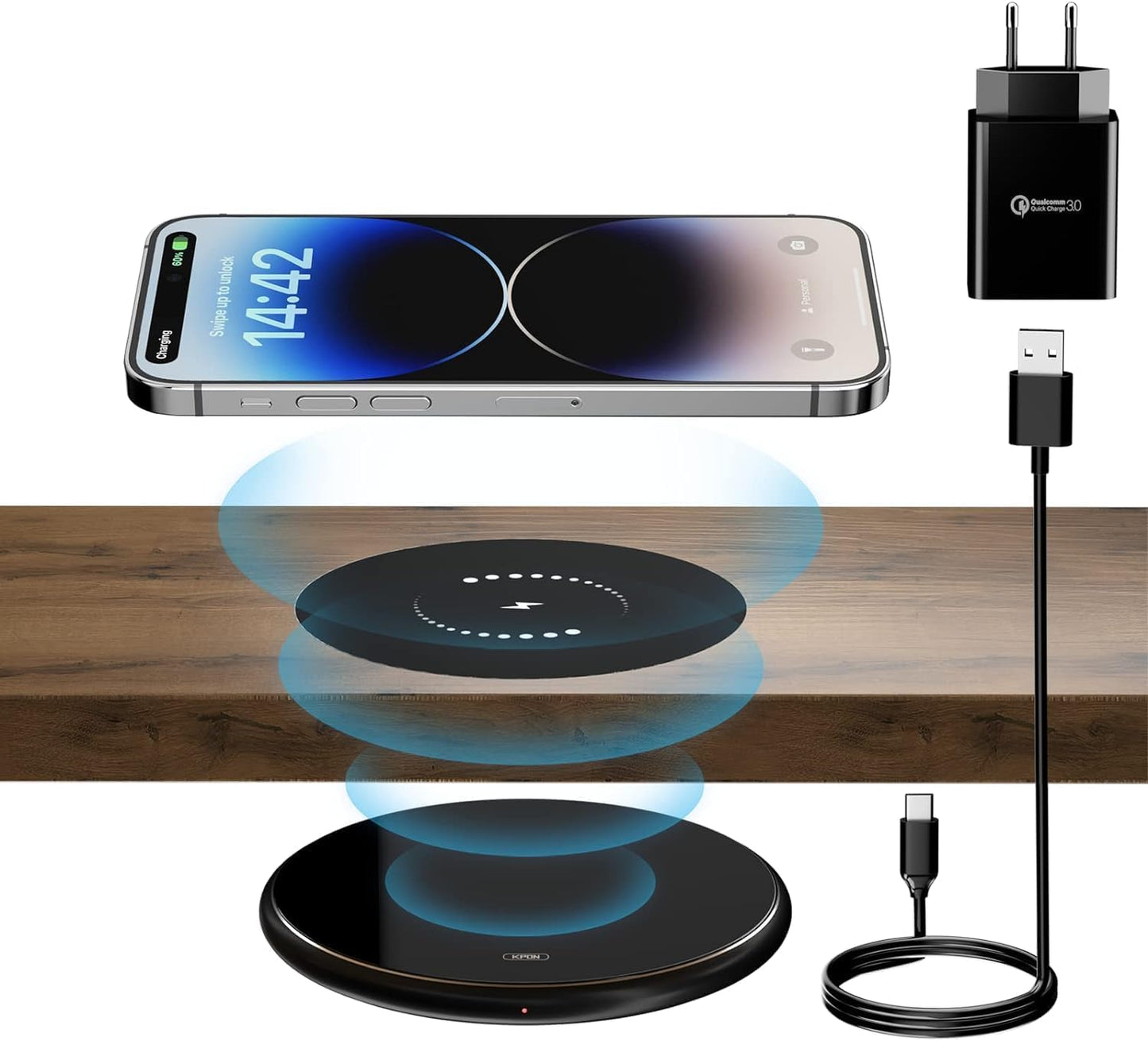 Invisible Wireless Phone Charger, Long Range Wireless QI Charger, Furniture Hidden Under Desk Wireless Charging Station For iPhone