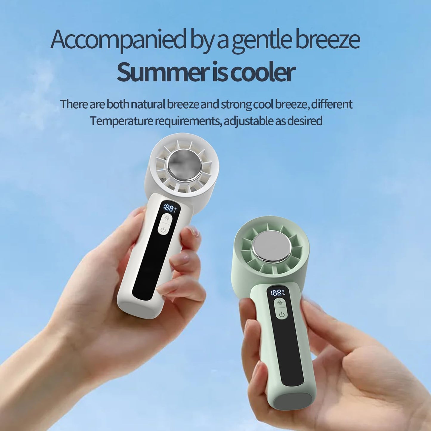 Portable Cold Compress Handheld Fan with Ice Pack Cooling, Rechargeable Mini Fan 4000mAh  with LED Display, for Travel, Office, and Outdoor