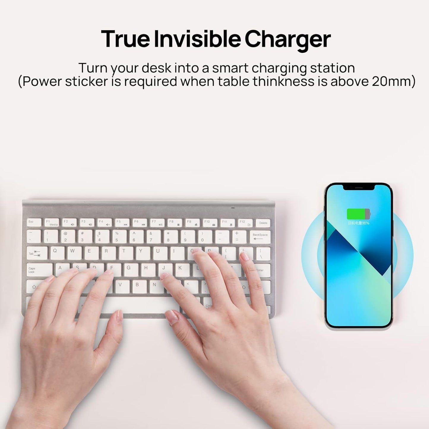 Invisible Wireless Phone Charger, Long Range Wireless QI Charger, Furniture Hidden Under Desk Wireless Charging Station For iPhone