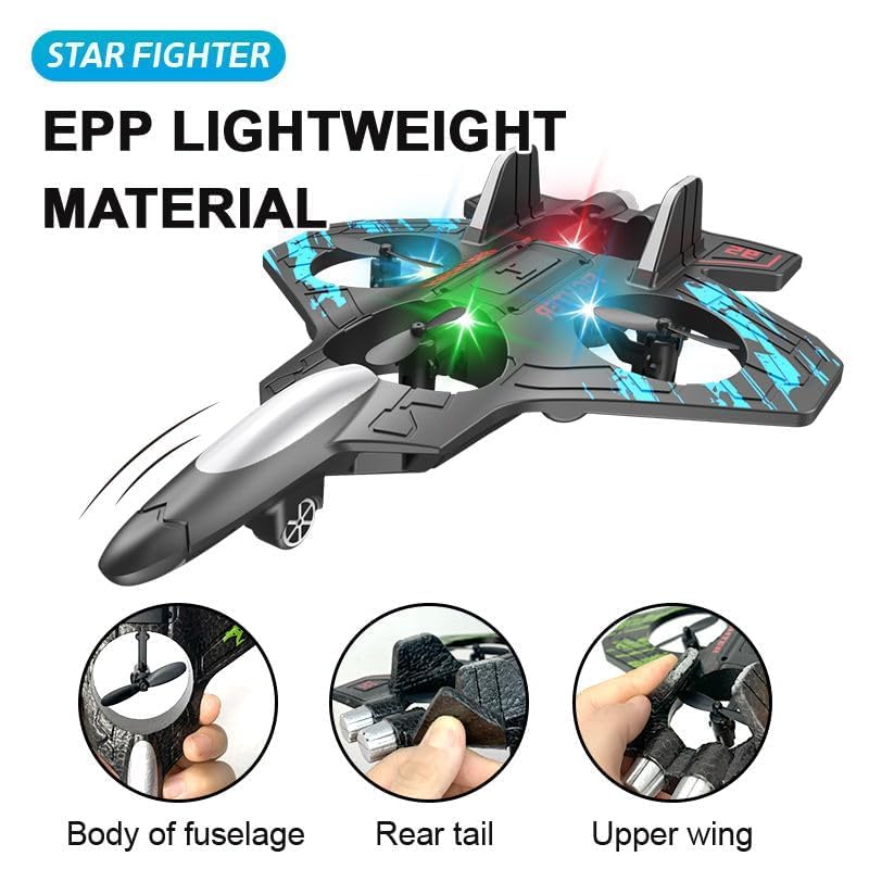 Rc Glider Flying Toy With Light Jet Airplane 2.4G EPP Stunt Remote Control Foam Fighter Plane