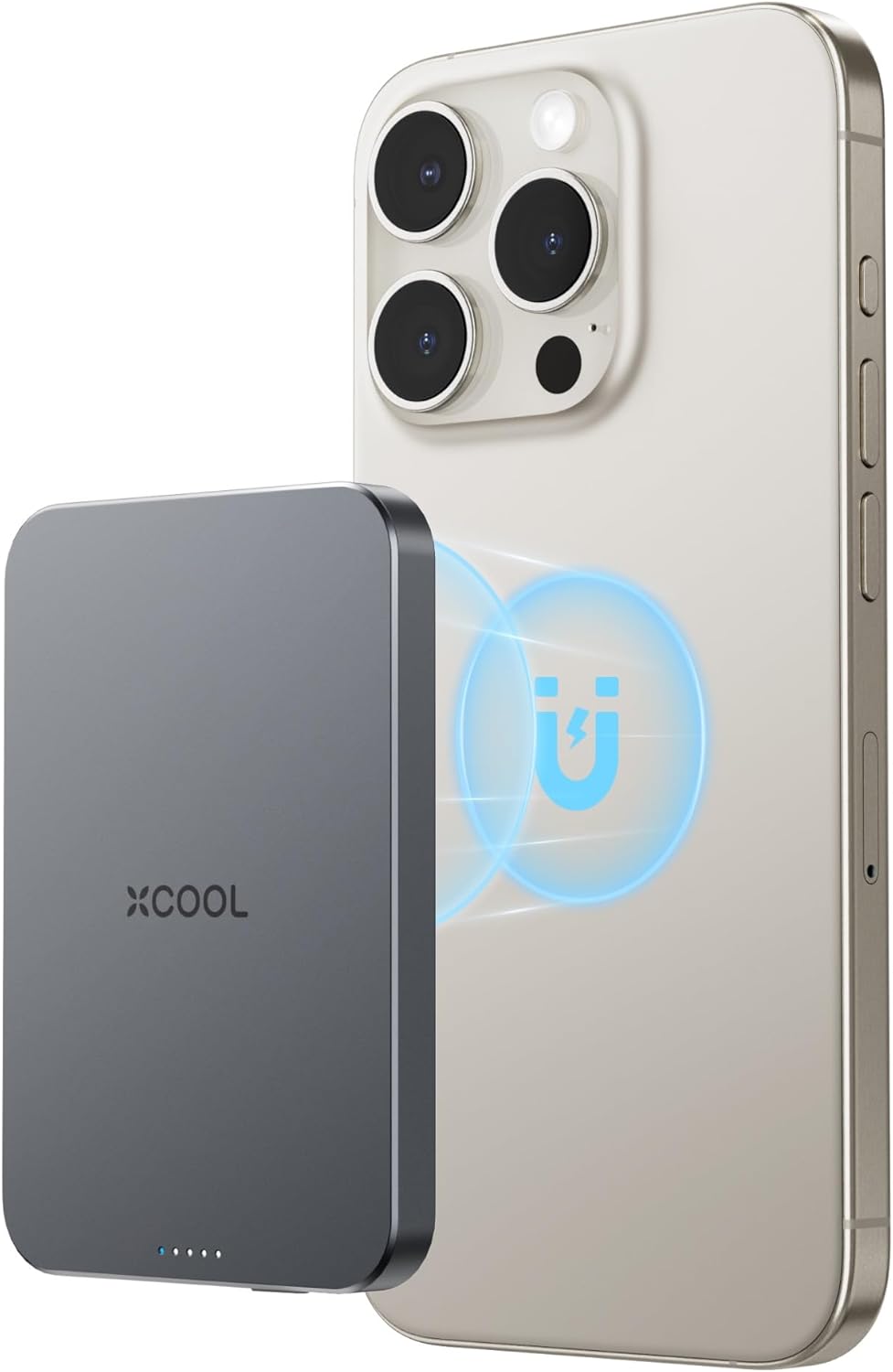X-Cool Magnetic Phone Charger, 10,000 mAh Ultra-Slim Magnetic Power Bank, Magnetic Portable Charger with USB-C Cable