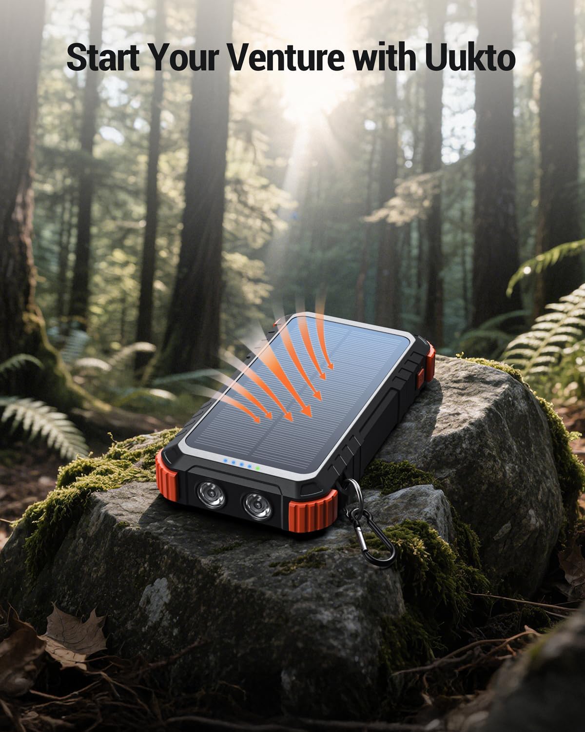 Power-Bank-Solar-Charger 42800mAh  Fast Charging with 3 Built-in Cables LED Flashlight Portable External Battery Pack Compatible with All Smartphone,...