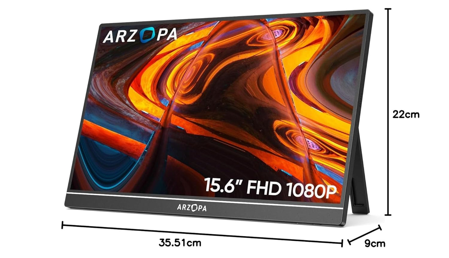 15.6'' FHD 1080P Portable Monitor with Kickstand,60Hz Ultra-Slim Portable Laptop Monitor with Speaker- IPS Eye Care Display for PC, MacBook, Mobile, Xbox, PS5 - USB C & HDMI Connectivity