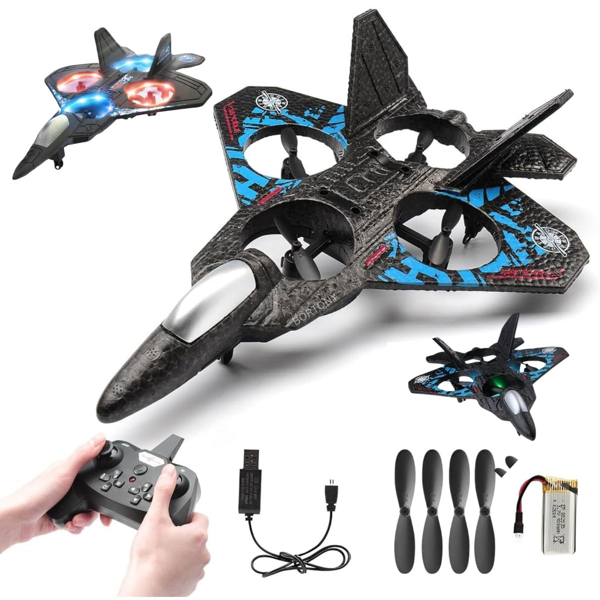 Rc Glider Flying Toy With Light Jet Airplane 2.4G EPP Stunt Remote Control Foam Fighter Plane