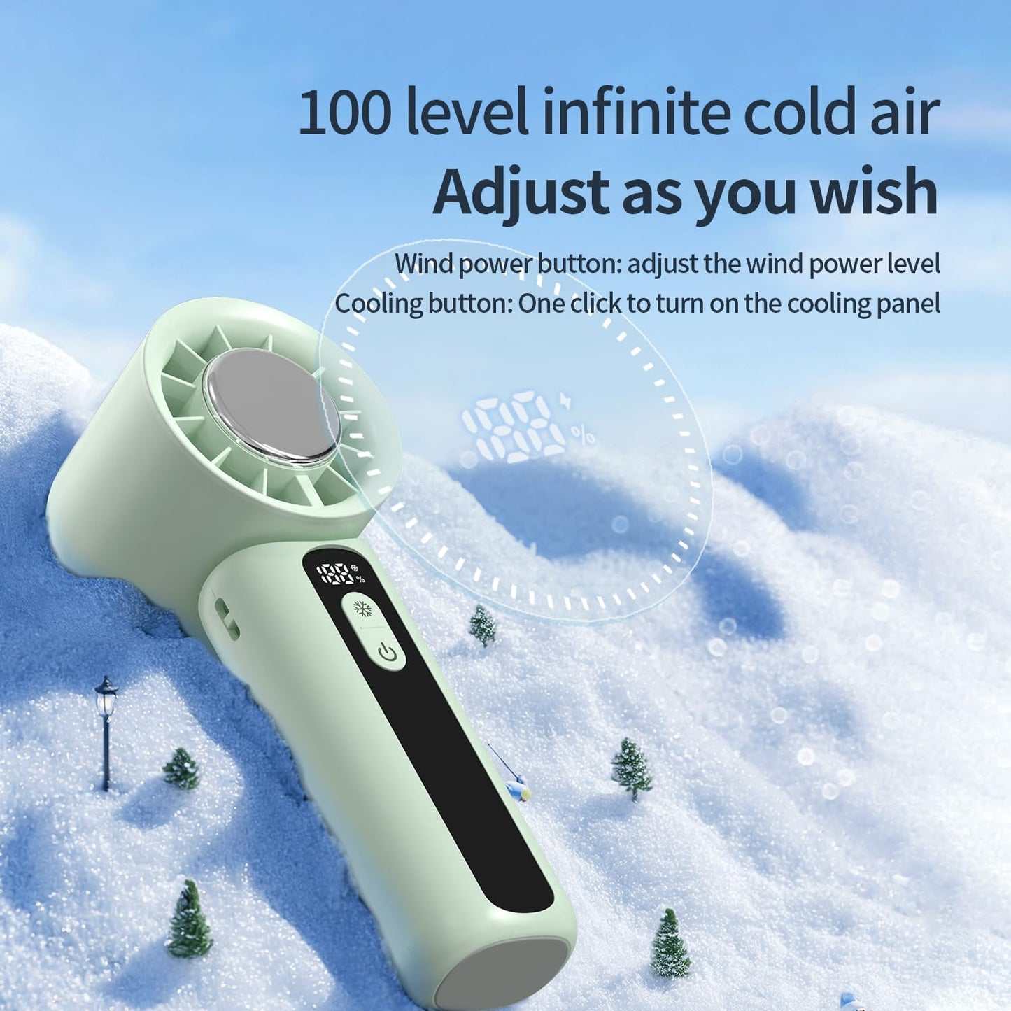 Portable Cold Compress Handheld Fan with Ice Pack Cooling, Rechargeable Mini Fan 4000mAh  with LED Display, for Travel, Office, and Outdoor