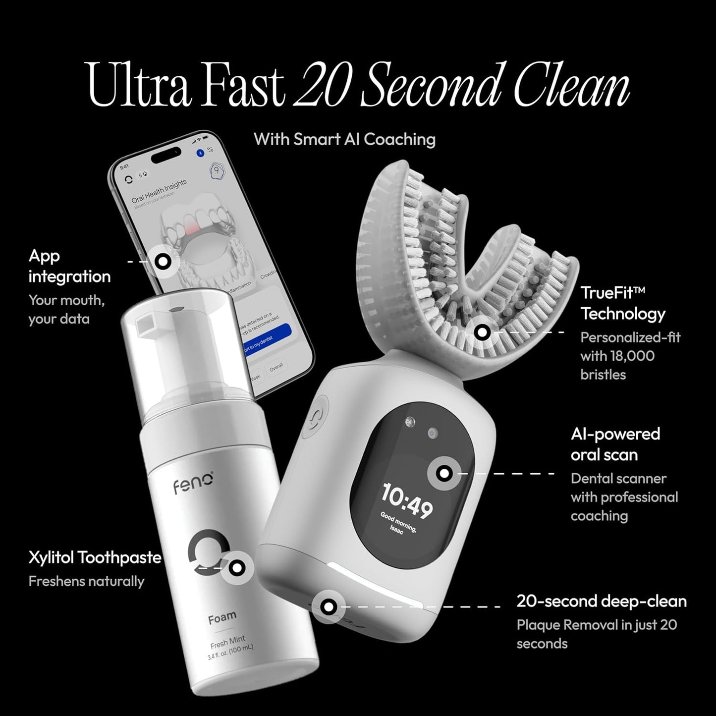 FNO Smart U-shaped Electric Toothbrush for Adult (White)