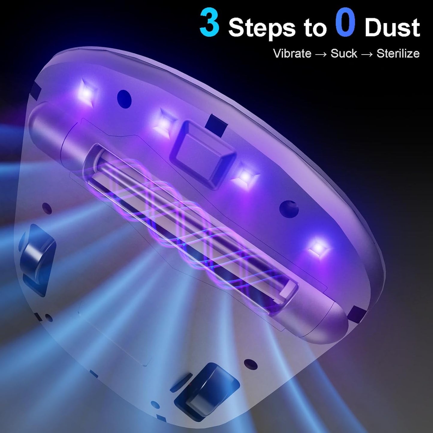 3 in 1 Cordless Robot Bed Vacuum Cleaner with 270nm UV Light - Smart Navigation, 14AW Strong Suction & Edge Detection Technology for Mattress, Sofa, Carpet