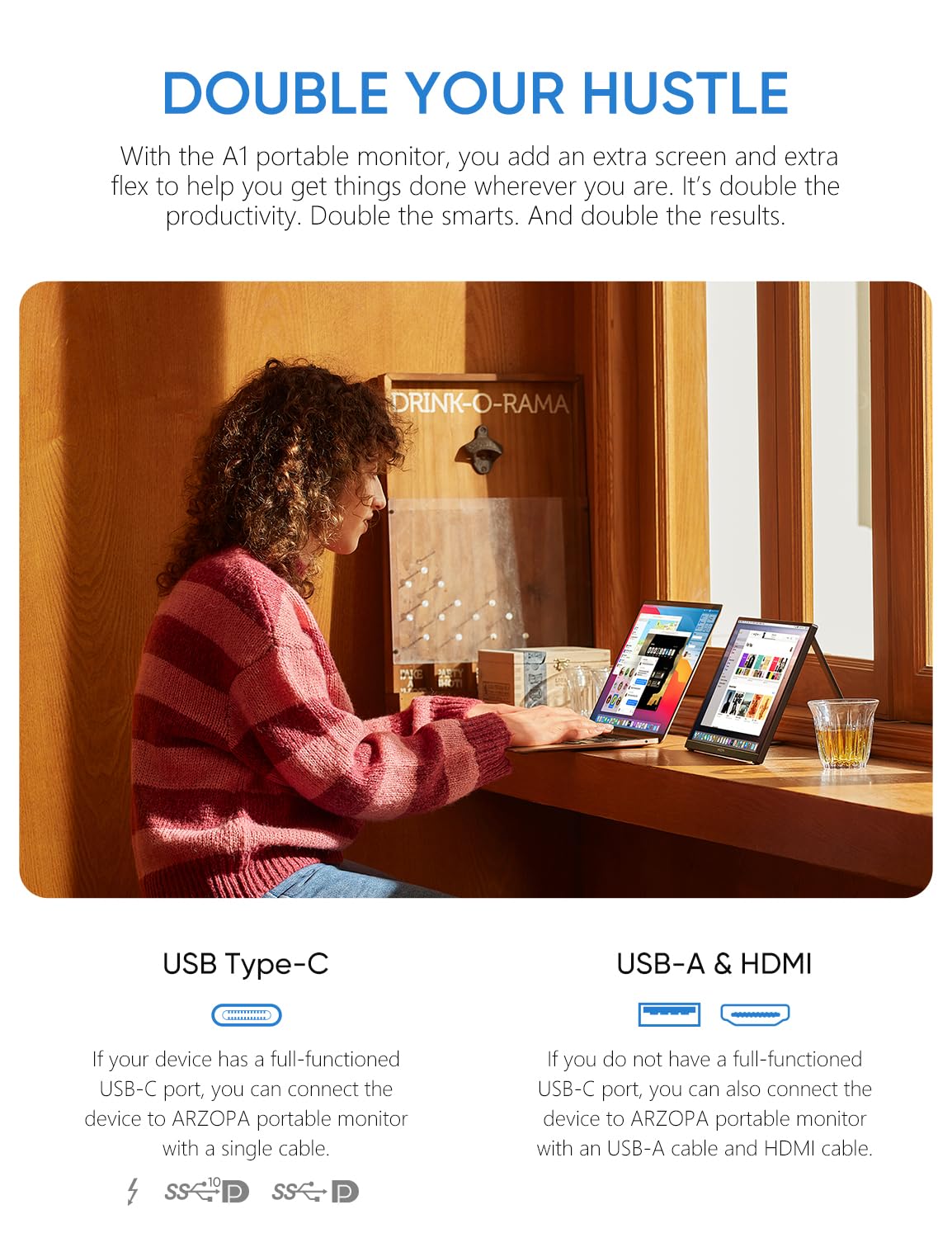 15.6'' FHD 1080P Portable Monitor with Kickstand,60Hz Ultra-Slim Portable Laptop Monitor with Speaker- IPS Eye Care Display for PC, MacBook, Mobile, Xbox, PS5 - USB C & HDMI Connectivity
