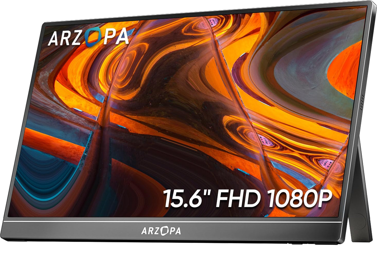 15.6'' FHD 1080P Portable Monitor with Kickstand,60Hz Ultra-Slim Portable Laptop Monitor with Speaker- IPS Eye Care Display for PC, MacBook, Mobile, Xbox, PS5 - USB C & HDMI Connectivity