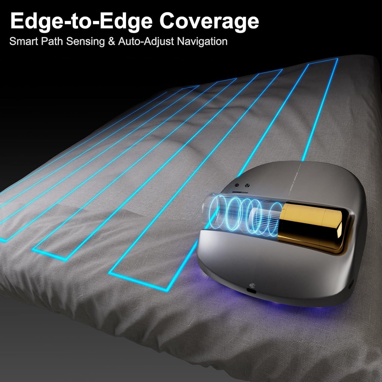 3 in 1 Cordless Robot Bed Vacuum Cleaner with 270nm UV Light - Smart Navigation, 14AW Strong Suction & Edge Detection Technology for Mattress, Sofa, Carpet