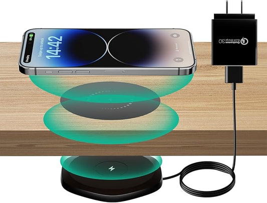 Invisible Wireless Phone Charger, Long Range Wireless QI Charger, Furniture Hidden Under Desk Wireless Charging Station For iPhone