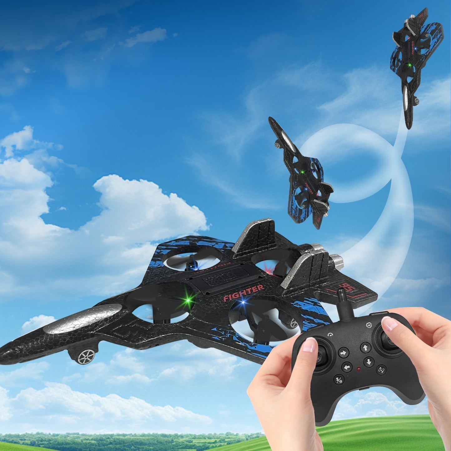 Rc Glider Flying Toy With Light Jet Airplane 2.4G EPP Stunt Remote Control Foam Fighter Plane