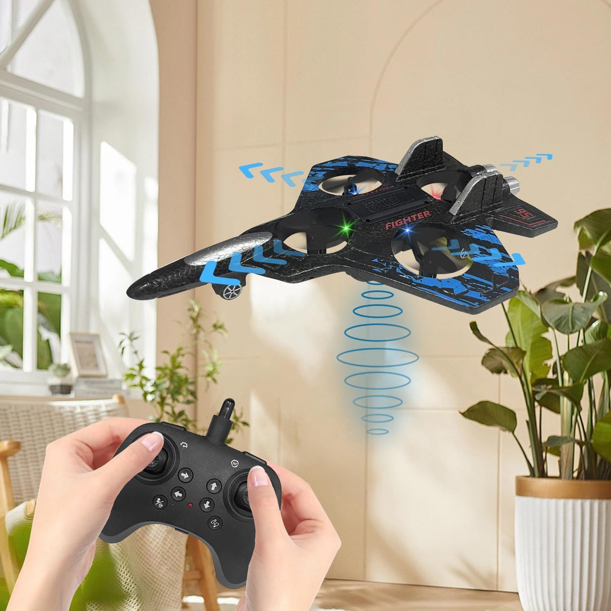 Rc Glider Flying Toy With Light Jet Airplane 2.4G EPP Stunt Remote Control Foam Fighter Plane