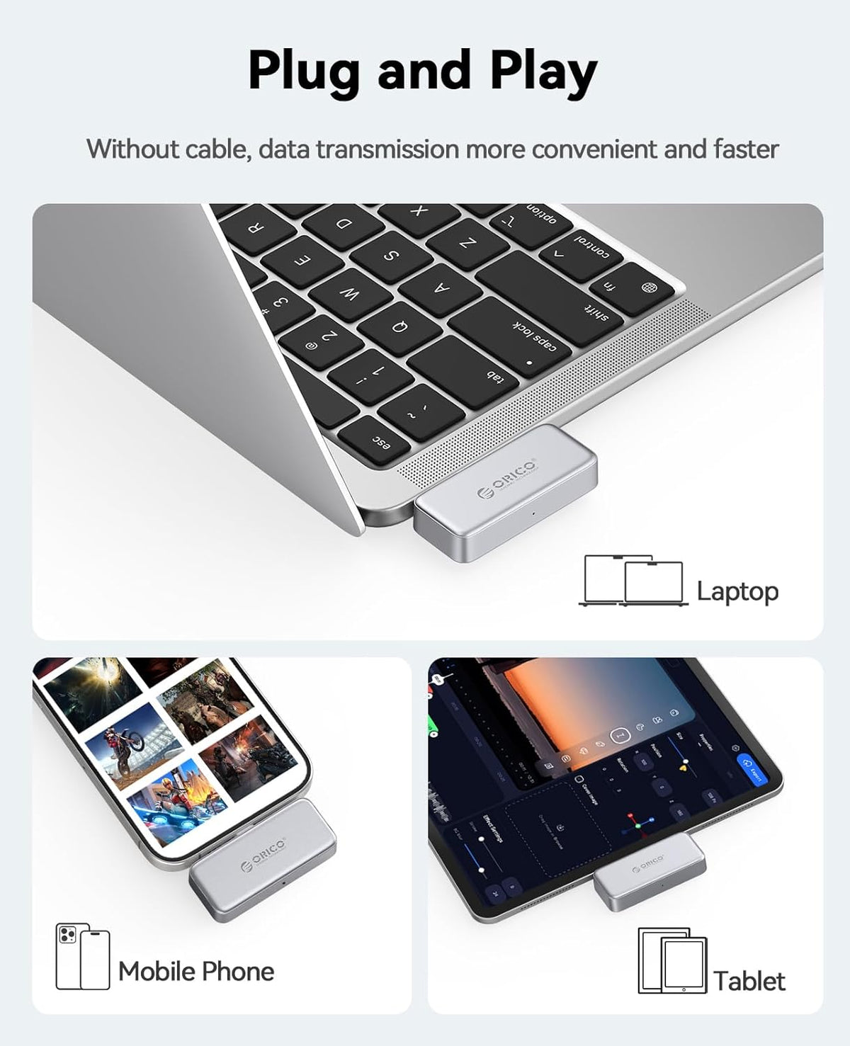ORI-CO FlashPod 1TB MINI Magnetic Portable SSD up to 2000 MB/s ProRes ,  iPhone 15 16 Series, Tablets, Laptop