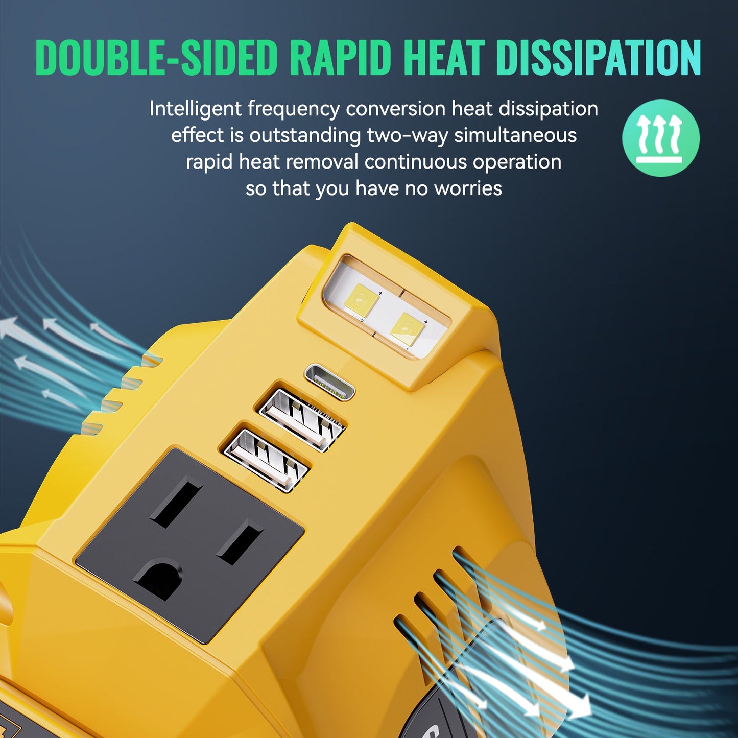 220W Portable Power Inverter E-carke Compatible with DeWALT 20V Battery (Tool Only), DC 20V to AC 110V Power Station with 1 AC Outlet, 2 USB-A, 1 Type-C & LED Light for Camping Outdoor Emergency