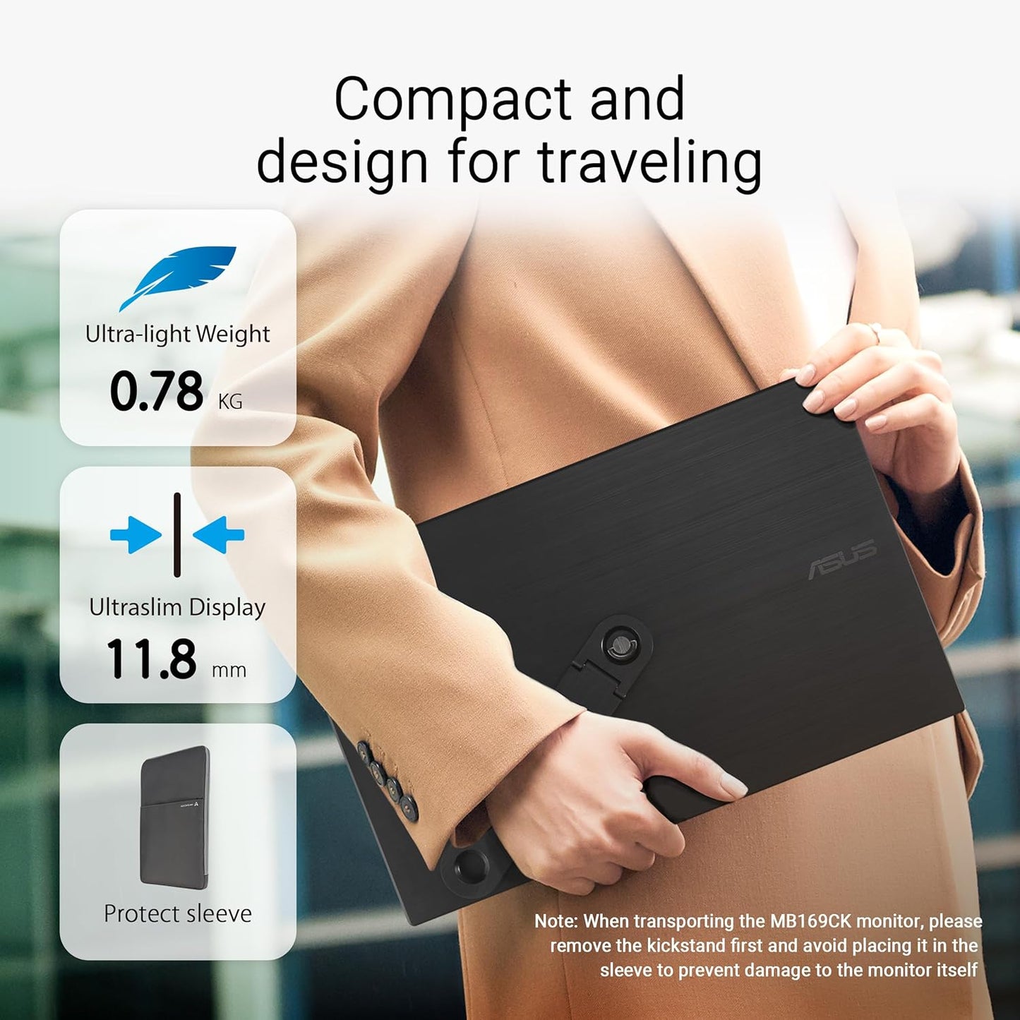 Zen-Screen 14.6 Inch IPS Full HD Portable Display with USB-C HDMI and Protective Sleeve