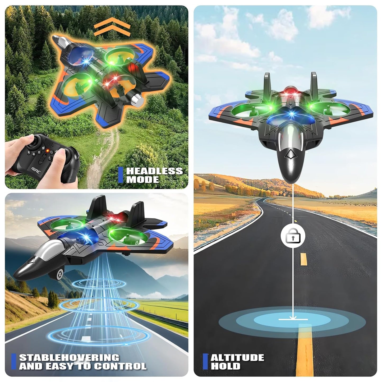 Rc Glider Flying Toy With Light Jet Airplane 2.4G EPP Stunt Remote Control Foam Fighter Plane