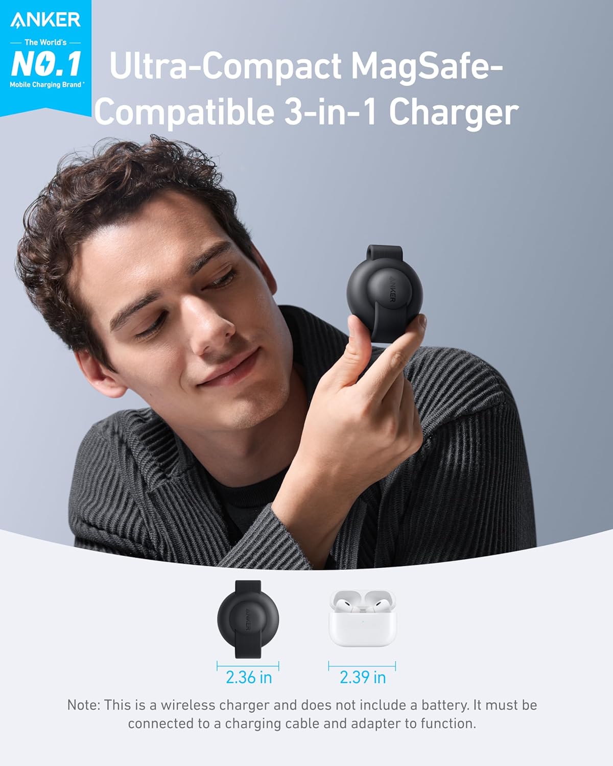 Anker MagSafe Compatible MagGo UFO 3-in-1 Charger, Wireless Charging Station