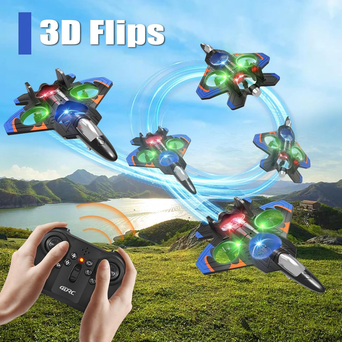 Rc Glider Flying Toy With Light Jet Airplane 2.4G EPP Stunt Remote Control Foam Fighter Plane