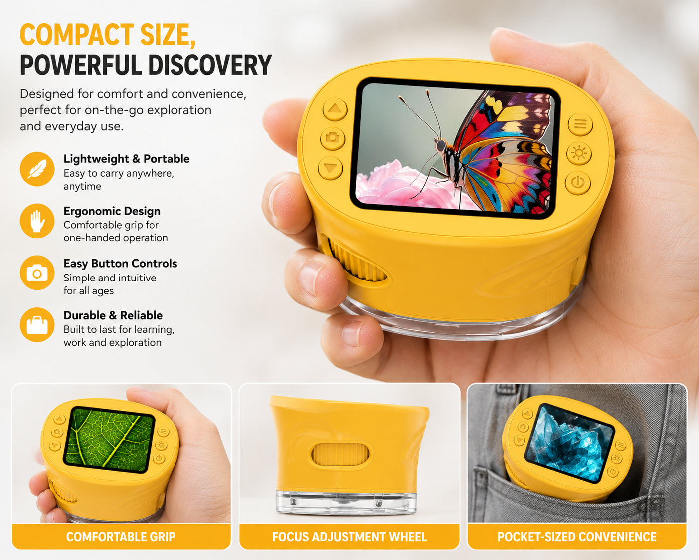 4K HD Digital Pocket Microscope Camera – Explore the Invisible World in Stunning Detail