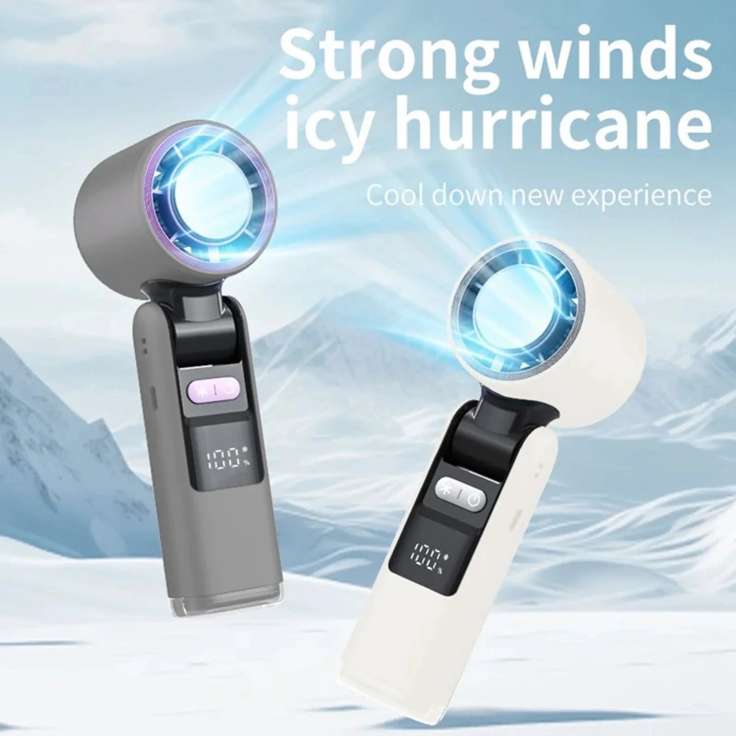 Portable Cold Compress Handheld Fan with Ice Pack Cooling, Rechargeable Mini Fan 4000mAh  with LED Display, for Travel, Office, and Outdoor