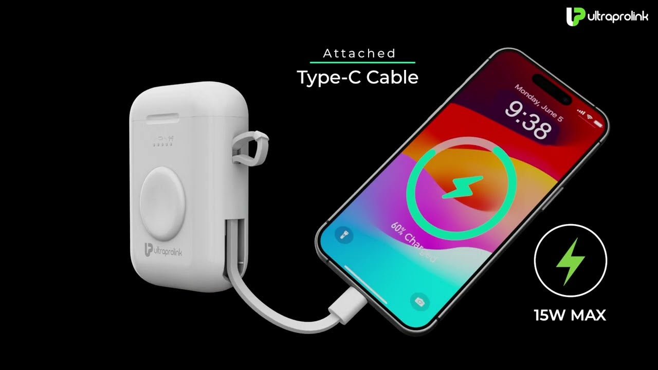 Ultra - Pro - Link Quad Pod 4-in-1 Power-Bank for iPhone - Pods Pro  Replacement Case with Wireless Sync 5200 mAh-15W